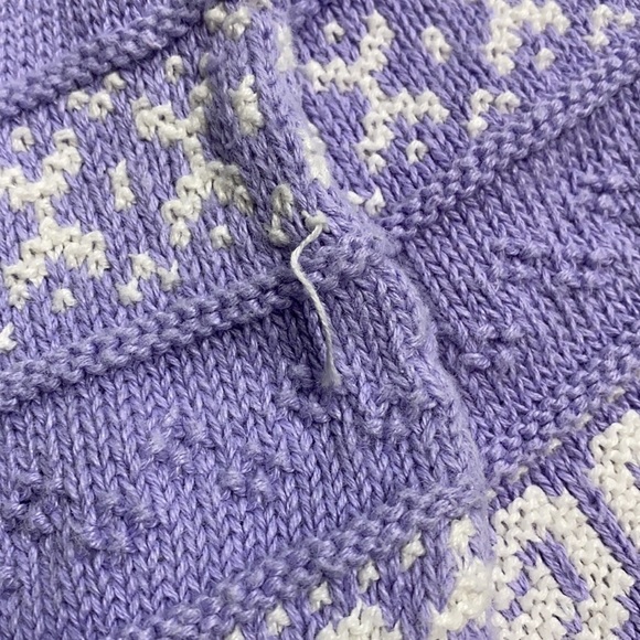 Vintage Jantzen Purple White Heart Sweater Size Large - Picture 4 of 4